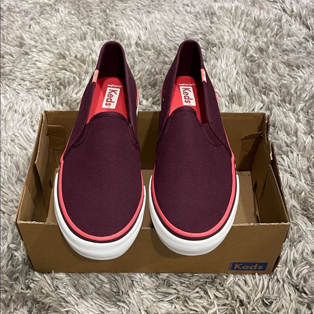 Keds Maroon and Pink Slip-On Shoes